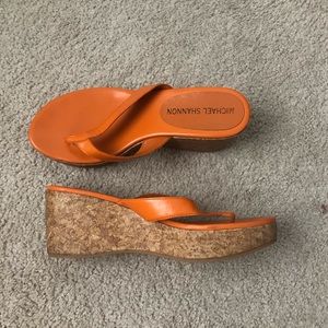 Cork wedge thonged sandals